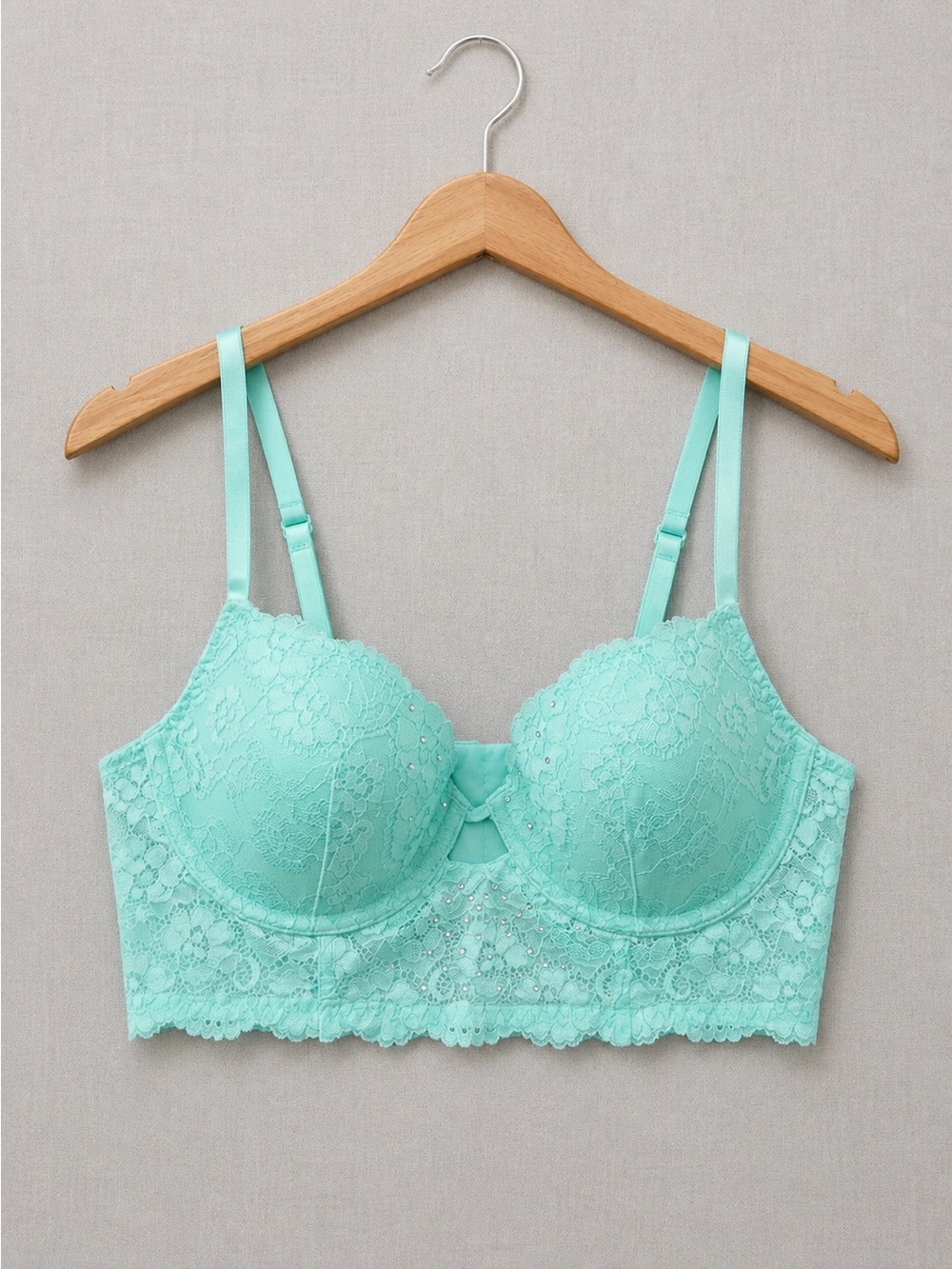 🍒2/25$ La SENZA Mint Lace Longline Bra with Bow Accent